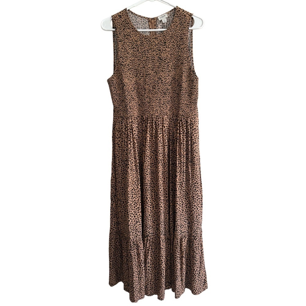 Sleeveless Leopard Print Midi Dress - Brown